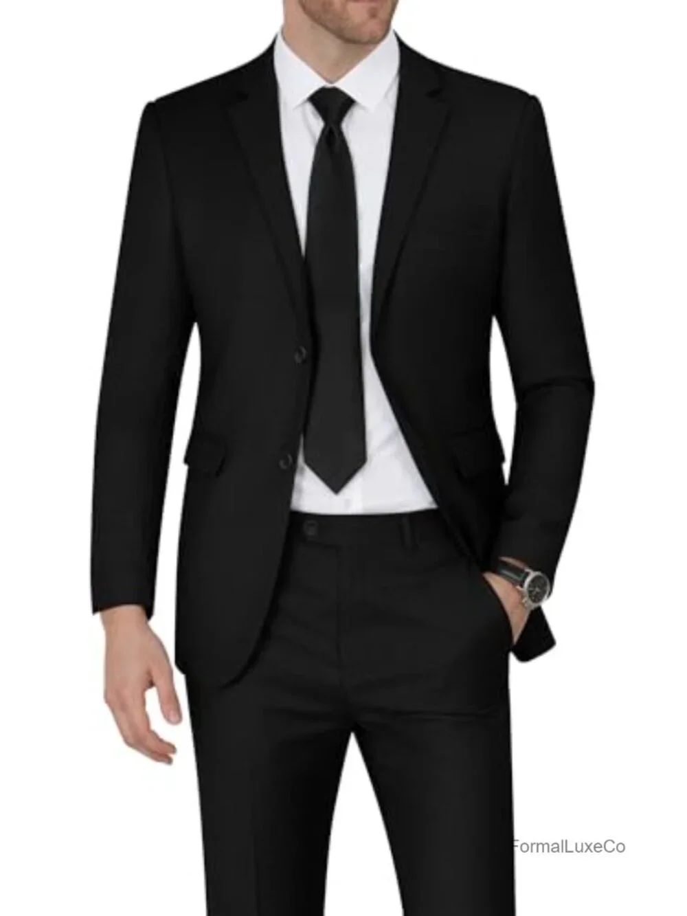 Men's Slim Fit 2-Piece Suit Set Notched Lapel Blazer & Pants Wedding Prom